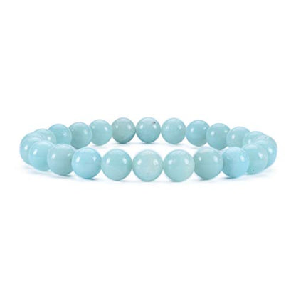 Cherry Tree Collection Gemstone Beaded Stretch Bracelet 8mm Round Beads 7" - color: Amazonite AA