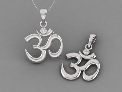 Sterling Silver 925 Om pendant Yoga Meditation Spiritual Necklace Charm Jewelry - color: Silver