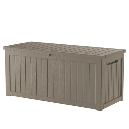 200 Gallon Outdoor Storage Box Patio Deck Box Waterproof, Resin Lockable Outside Large Storage Bin for Pool Cushion Furniture, Garden Tools UV-Resistant, Grey