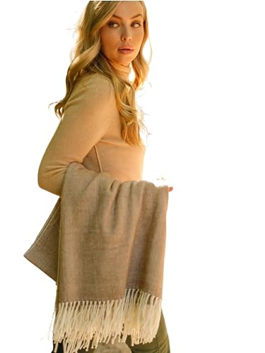 Cotton Acrylic Adirondack Herringbone Woven Throw - Soft Lightweight Cashmere Throw, Toffee - color: Toffee