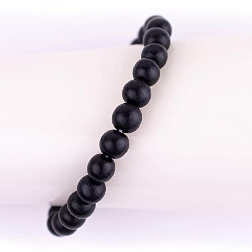 Wood Bead Bracelet - color: Black, size: Medium Beads
