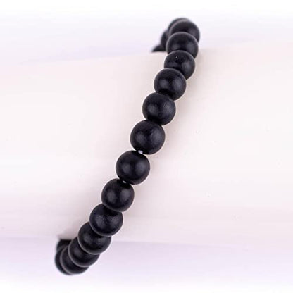 Wood Bead Bracelet - color: Black, size: Medium Beads