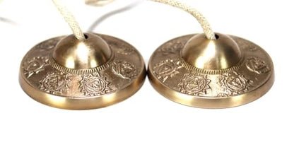Tibetan Manjeera Tingsha Meditation Bell, Chime Bells, Cymbals, Buddhist Meditation, Yoga Bell Chimes small, auspicious symbol (Manjeera-06) - size: Manjeera-06