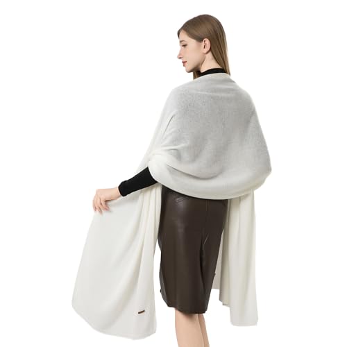 Cashmere Wrap Soft Knitted Scarf Stole for Women Airplane Travel Blanket Shawl 87x28 IN Extra Large Pashmina - color: White