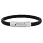 Geoffrey Beene Men's Braided Genuine Leather Fashion Bangle Bracelet with Stainless Steel Clasp - color: Silver