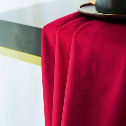Velvet Tablecloth Luxurious Red Rectangle Table Tablecloth Thickset with Luxurious Gold Tassels Table Cloth for Home Decor Christmas Wedding, Party, Banquet and Events 36X36inch
