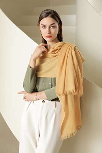Jeelow Solid Color Scarf Wrap Shawl for Women Men – Soft Lightweight Head Scarf, All Season, Travel Beach Office Daily Wear - color: Ginger