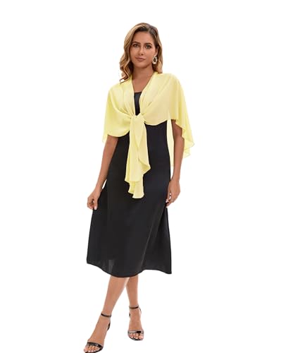 Baoqiya Chiffon Shawl Evening Scarf Shawls and Wraps for Women Wedding Party Bridal Scarves Cover Ups - color: Yellow