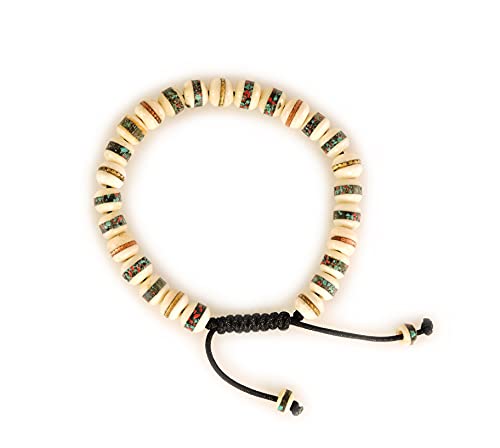 Handmade Tibetan Medicine Wrist Mala Bracelet – Buddhist Meditation Prayer Beads Healing Mala - style: white medicine bracelet