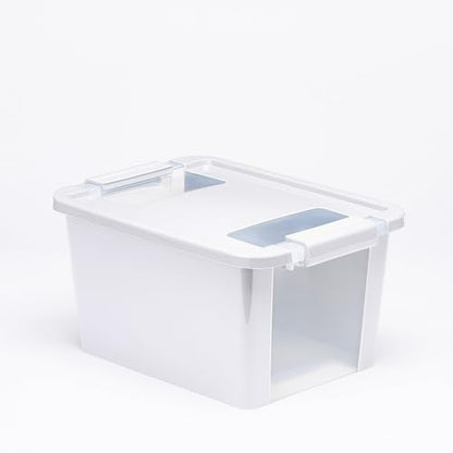 Curver Set of 4 VersaBox Plastic Organization and Storage Box with Secure Latching Lid, White - size: XS & Small