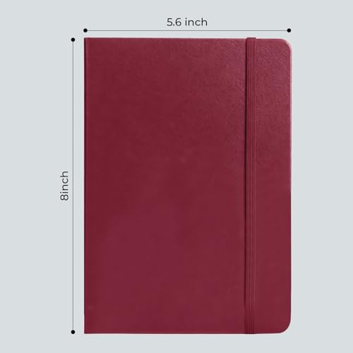 M&G Dotted Journal Notebook, 160 Pages A5 Hardcover Leather Journal for Men Women, 100GSM Thick College Ruled Paper for School and Work Note Taking 5.6" x 8", Burgundy - color: Burgundy, style: Dotted