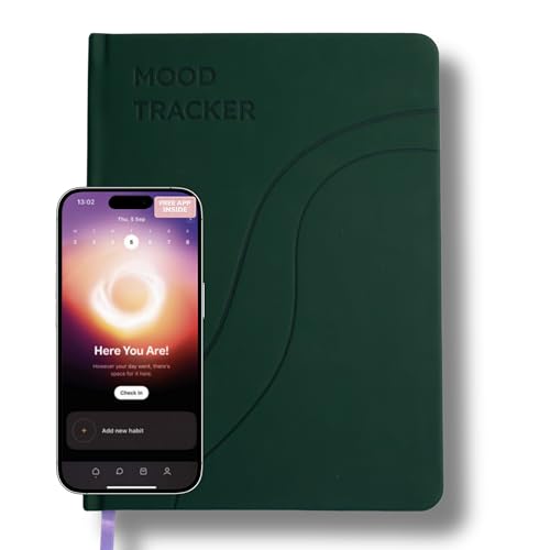 Guided Mental Health Journal and Mood Tracker for Women and Men - Daily Wellness Journal with Prompts, Anxiety Relief Therapy Notebook, Self Care Feelings Tracker, Planner with Productivity App