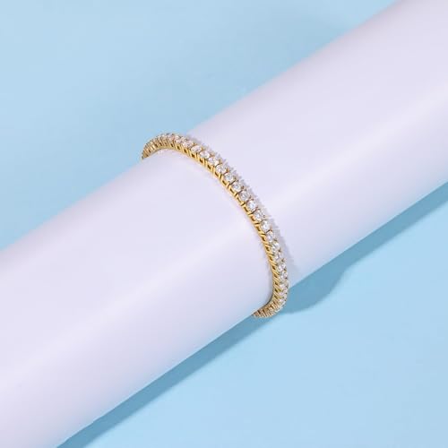 2.5mm Tennis Bracelet, 2.5mm Thin 18K White Gold Plated Cubic Zirconia Tennis Bracelet for Women - color: Gold Plated, size: 2.5mm 6 inch