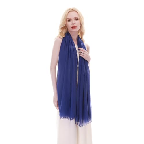 RIIQIICHY Scarf for Women Lightweight Solid Color Long Fashion Gauze Scarves Shawl Wrap - color: Royal Blue