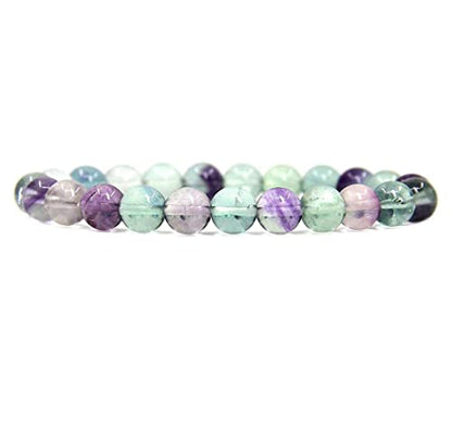 Angelstones Handmade Natural Healing Gemstone 8mm Round Beads Stretch Crystal Bracelet 7 Inch Unisex - color: Clear Green Fluorite