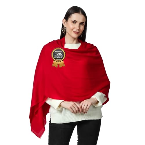 100% Himalayan Cashmere Wrap | Lightweight Cashmere Scarf | Ultra Thin Kashmiri Pashmina Shawl | Ideal For Travel - color: Carmine
