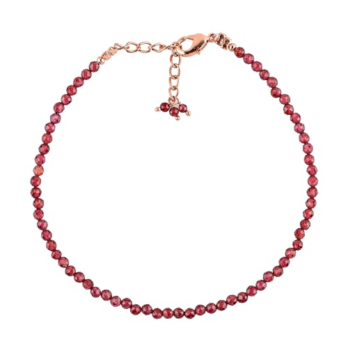 Natural Gemstone Beaded Bracelet, Microfaceted Crystals, Handmade Dainty Jewelry, Bohemian Plated Bracelet-Gift - style: Red Garnet-Stone