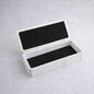 Modern Ribbed Storage Box (Matte Bone White Box, Black Suede) - color: Black Suede, style: Matte Bone White Box
