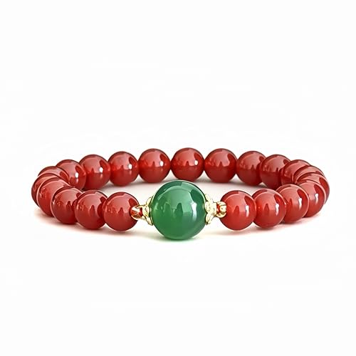Beaded Bracelets for Women,Stretch Healing Crystal Bracelet Natural Stone Gemstone Jewelry Gifts - color: Style D-Red Agate&Green Agate