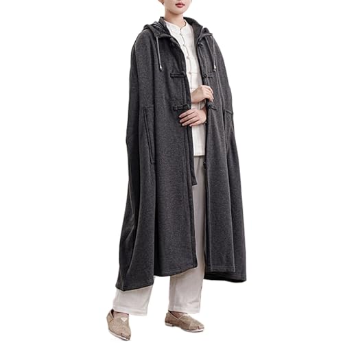 Meditation Hooded Cloak Coat Women Men Unisex Loose-Fit Prayer Robe Plush Comfortable Warm Clothing - color: Gray, size: Medium