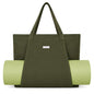 Yoga Mat Bag for Women, 100% Cotton Canvas Tote with Wet/Dry Pocket, Bottle Holder and Inner Zipper Pocket, 25L Carrier for Pilates and Travel - color: Green