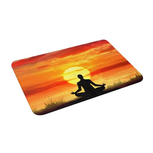 Yoga Meditation Print Flannel Anti-Slip Mat 16x24in Polyester Floor Covering, Full Single-Side Printed - color: Yoga Meditation