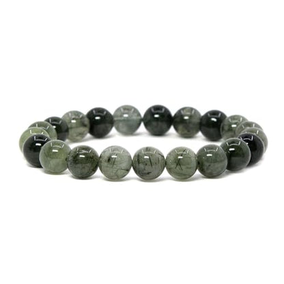 Justinstones Gemstone Crystals Chakra Beads Bracelet Crystal Healing 10mm Round Stretchable Bracelet for Her Gift - color: Green Rutilated Quartz