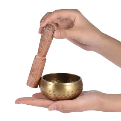 Singing Bowl Handmade Buddha Sound Bowl 2.8 Inch Tibetan Bell Metal with Striker Buddhism Relaxation