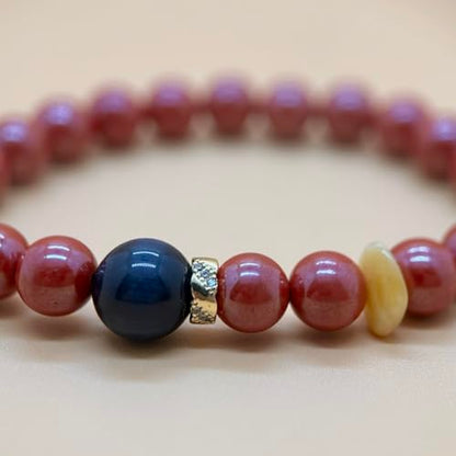 Birth Flower Crystal Bracelets for Women, Handmade Natural Gemstone Stretch Jewelry with Healing & Positive Energy - color: Dec. Holly & Sandstone