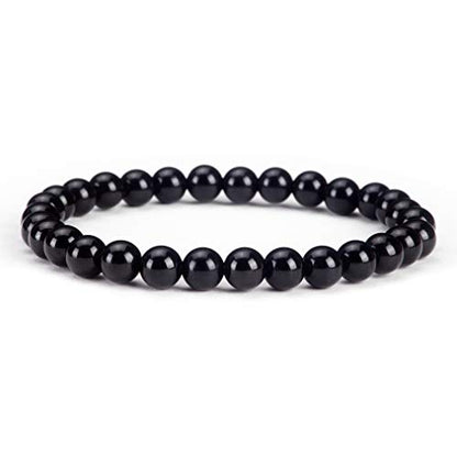 Cherry Tree Collection - Small, Medium, Large Sizes - Gemstone Beaded Bracelets For Women and Men - 6mm Round Beads - color: Black Tourmaline, size: Large