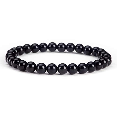 Cherry Tree Collection - Small, Medium, Large Sizes - Gemstone Beaded Bracelets For Women and Men - 6mm Round Beads - color: Black Tourmaline, size: Large