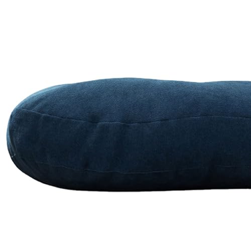 WJXBoos Round Floor Pillows,Extra Thick Large Cushion Pillows Seating Flax Tufted Corduroy Indoor Outdoor Seat Cushion Floor Seat Pads for Bay Window Tatami (Blue,17"x17"x5")