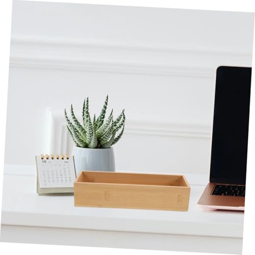 Unomor 2pcs Bamboo Storage Boxes Organizer Box for Home Office Craft Storage Portable Wooden