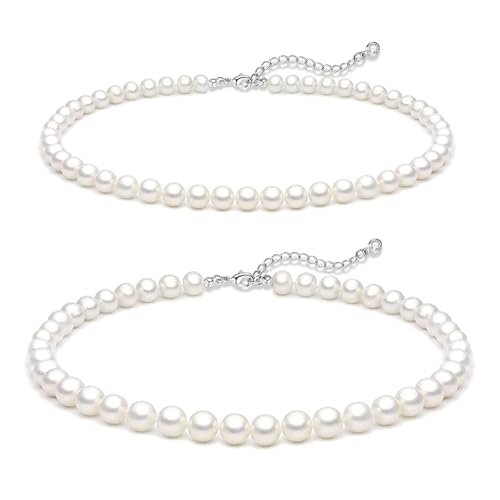 Zeffy Gold Pearl Beaded Bracelet for Women, 14K Gold Plated Jewelry Set With Paperclip Link Chain, Trendy Stack Bracelets - style: 2PCS Pearl Bracelet(4MM&6MM)