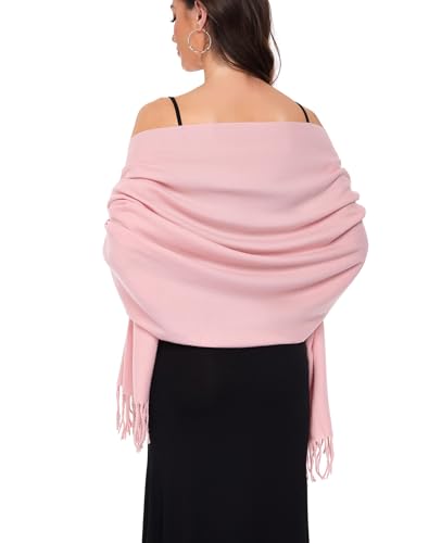 Pashmina Shawl and Wraps for Evening Dresses Resemble Cashmere Scarf for Women Wedding Winter Warm Shawls - color: Pink
