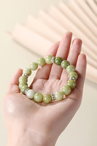 Healing Bracelet For Women Anxiety Crystal Bracelet Chakra Beaded Bracelets Rose Quartz Crystals And Healing Stones Yoga Bead Bracelet Calming Stretch Bracelet Stress Relief Gifts For Women - color: Green-China Jade
