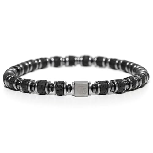 Tigranes Premium Natural Stone Bracelet Collection – Handmade Gemstone Jewelry in Luxury Branded Gift Box - style: Lava Stone