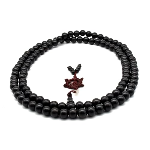 Zen Dear Unisex Natural Ebony Wood Buddhist Prayer Bead Necklace Bracelet Tibetan Prayer Mala Beaded Black - style: 10mm 108beads
