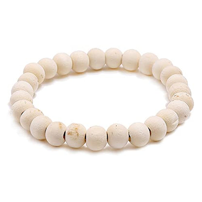 COLORFUL BLING 4Pcs Classic Natural Sandalwood Bead Bracelet Strand Wood Tibetan for Men Women Meditation Buddhist Mala Prayer Jewelry - color: round