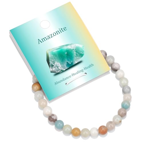 Vinswet 4mm 6mm 8mm Healing Crystal Bracelets for Women Men Natural Stone Beaded Stretch Bracelet Handmade Gemstone Reiki Spiritual Jewelry Gifts - color: Amazonite, size: 6mm
