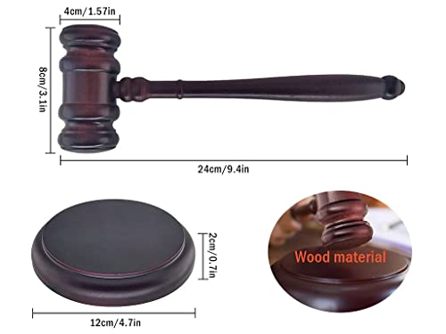 Black Gavel and Block, Handcrafted Wooden Set for Judge, Lawyer, Student, Auction and Court Gifts