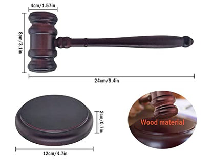 Black Gavel and Block, Handcrafted Wooden Set for Judge, Lawyer, Student, Auction and Court Gifts