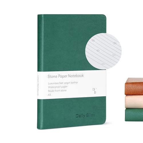 Stone Paper Journal Premium A5 Hardcover Vegan Leather Notebook Journal | 160 Pages | Premium Quality Professional Notebook For Men and Women |Comes With Gift Box Waterproof Notebook - color: Forest Green