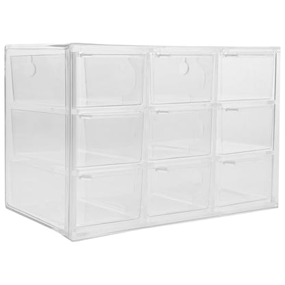 Holibanna 9-compartment Plastic Drawer Box, Desktop Dustproof Storage Organizer for Jewelry and Sundries, Stackable Makeup and Desk Drawer Case