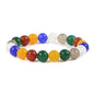 Justinstones Gem Semi Precious Gemstone 10mm Round Beads Stretch Bracelet 7 Inch Unisex - color: Multicolor Agate Carved Auspicious Cloud