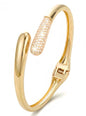 Gold Cuff Bracelets for Women, 14K Gold Plated Open Cuff Bangle Bracelet with CZ Pave, Minimalist Stackable Chunky Gold Bracelet for Women