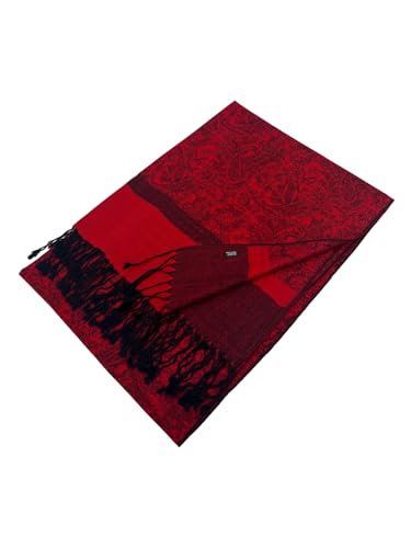 Pashmina Shawl Wrap for Women Soft Lightweight Multi-Purpose Scarf for Weddings, Parties & Casual Wear - color: Jacquard Red Black - Pl1835
