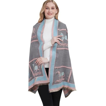 EXTREE Scarfs for Women Pashmina Silky Shawl Wrap for Evening Dressing Blanket Open Front Poncho Cape