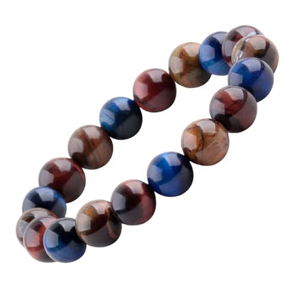 Natural Stretch Jade Bracelet for Women Men 10MM Bead 6.7 Inch to 7.5 inch Healing Crystal Energy Gemstone Bracelet for Women Men Gift - color: brown blue