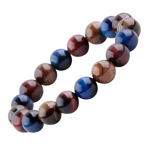 Natural Stretch Jade Bracelet for Women Men 10MM Bead 6.7 Inch to 7.5 inch Healing Crystal Energy Gemstone Bracelet for Women Men Gift - color: brown blue